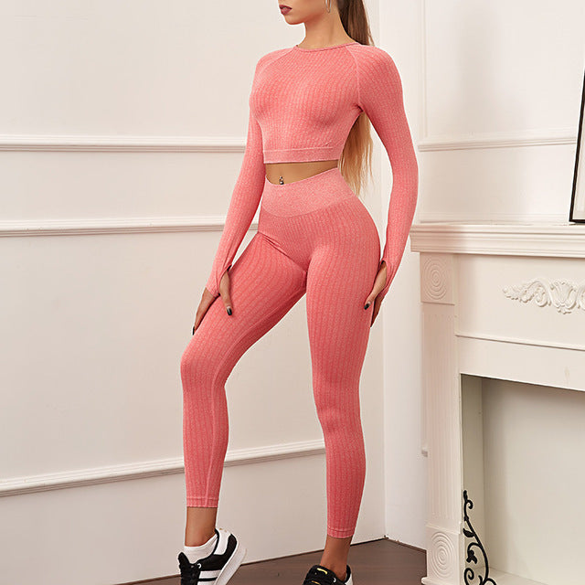 Crop Long Sleeve Top and Leggings Set