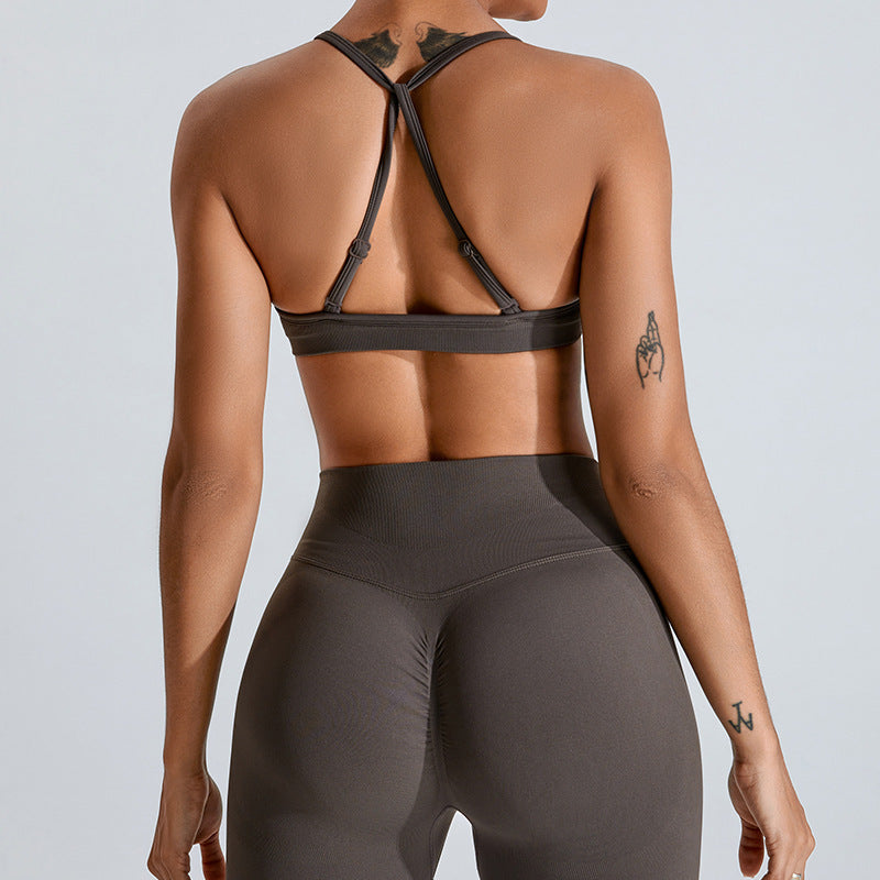 Seamless sports bra brown back