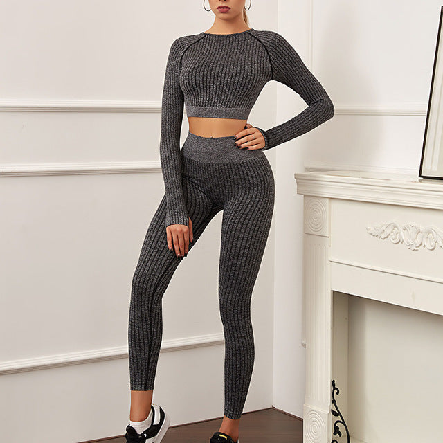 Crop Long Sleeve Top and Leggings Set