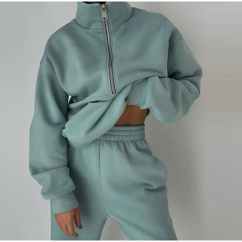 Stand Collar Zip Up Set
