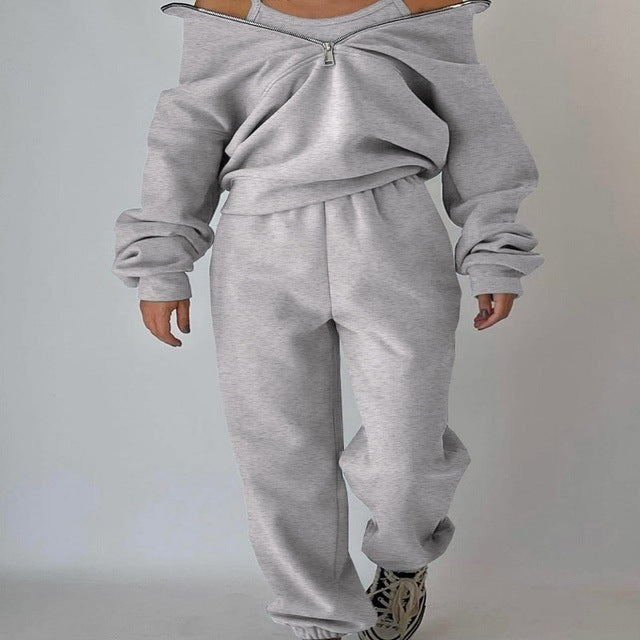 Stand Collar Zip Up Set