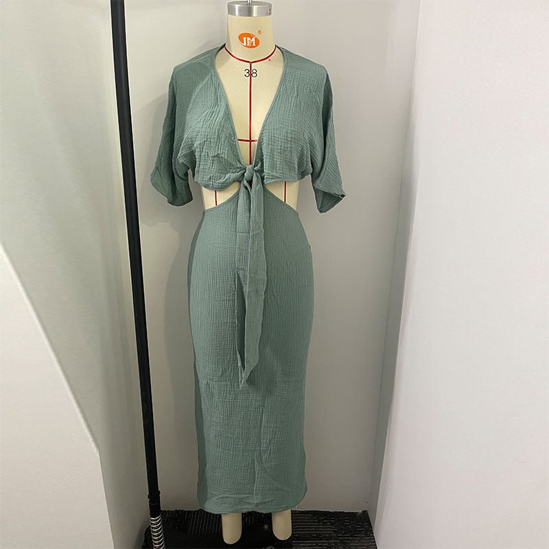 Bare Midriff V-neck Dress