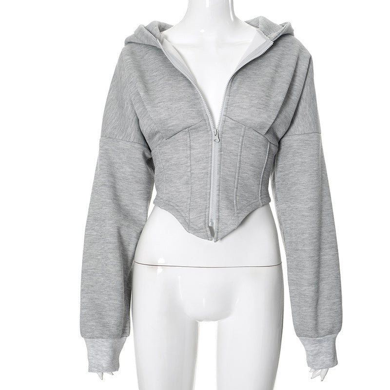 Corset Style Zipper Hoodie