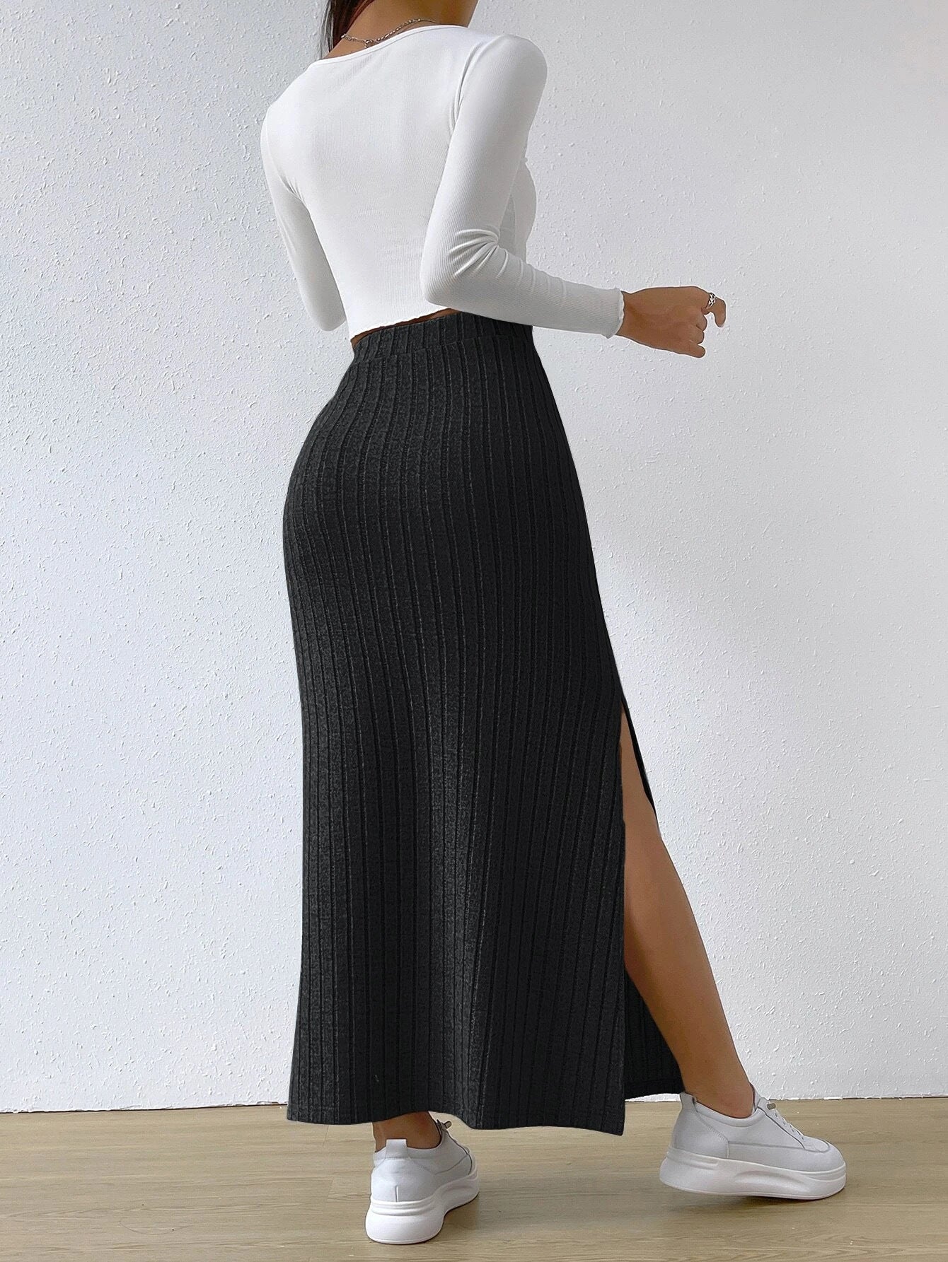 Long Skirt High Waist With Side Slit
