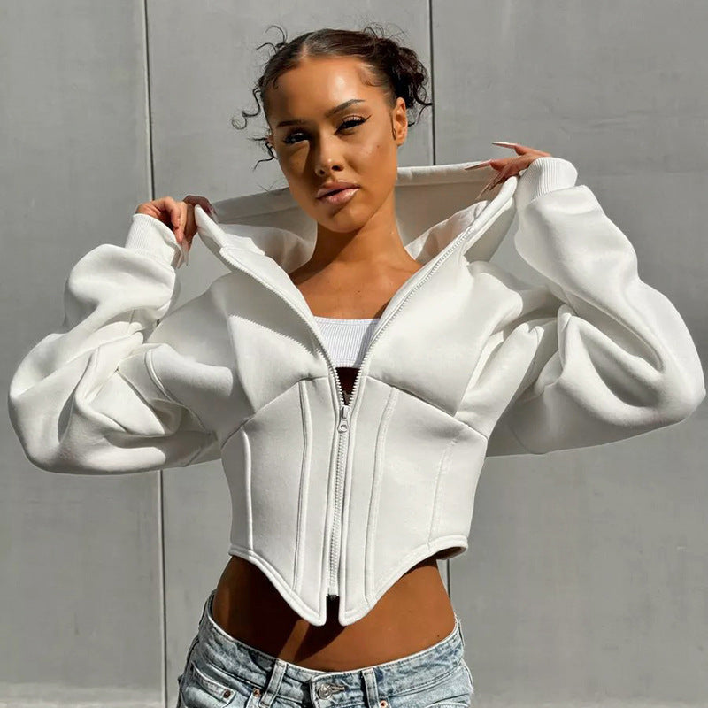Corset Style Zipper Hoodie