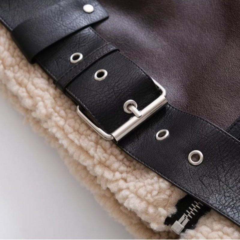 Suede Fur Motorcycle Jacket