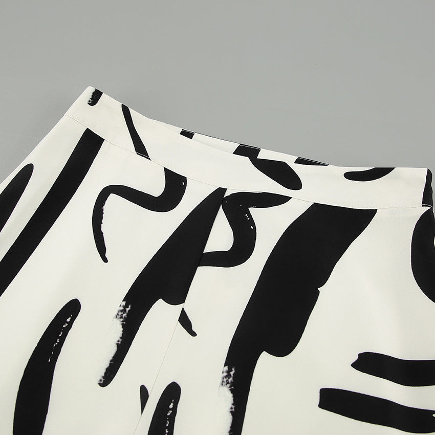 Printed Long Wide-Pants Two-piece Set