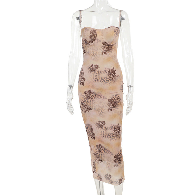 Printed Lace Up Dress