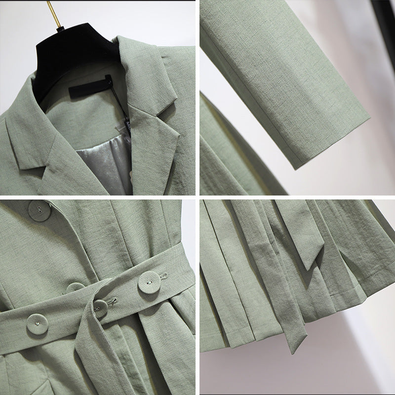 Suit Collar Pleated Dress