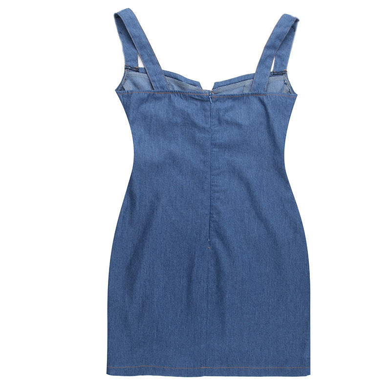 Denim Rhinestone Mini Dress