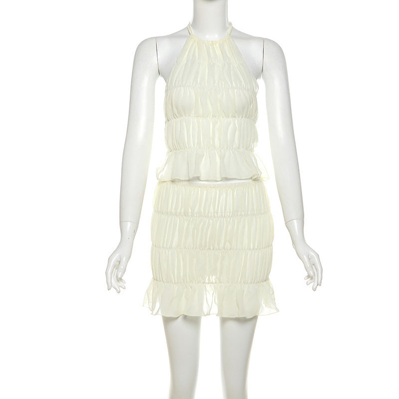 Bare Back Flounce Skirt Two-piece Set