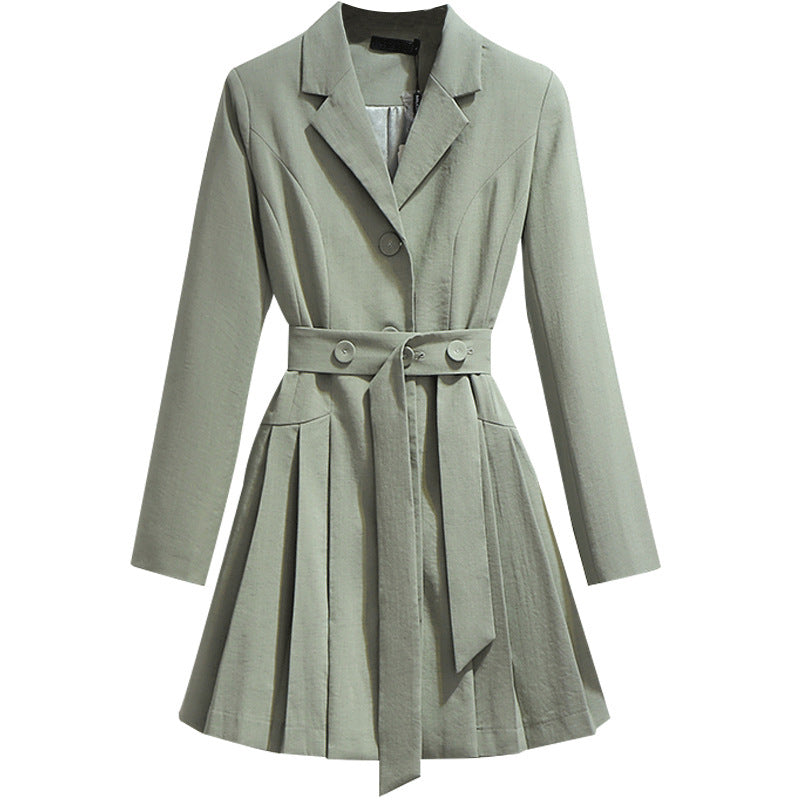 Suit Collar Pleated Dress