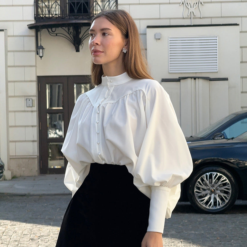 Puff Sleeve Pleated Shirt
