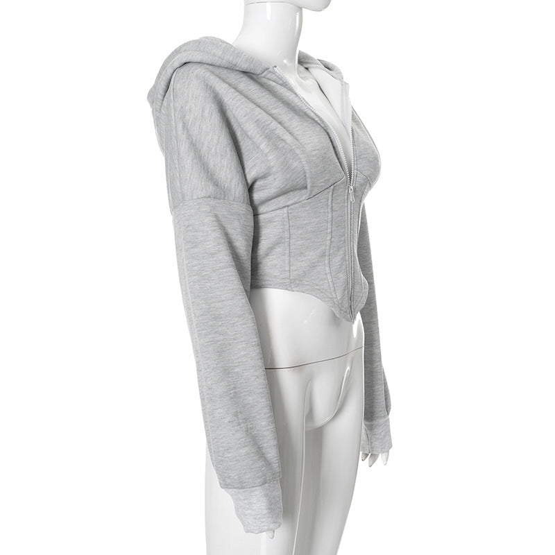 Corset Style Zipper Hoodie