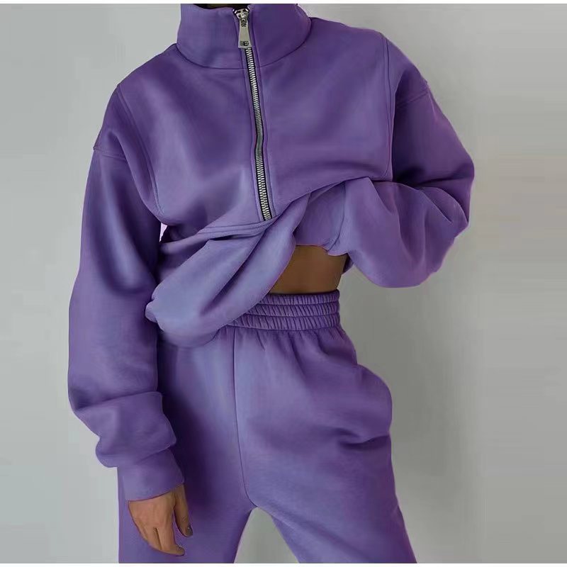 Stand Collar Zip Up Set