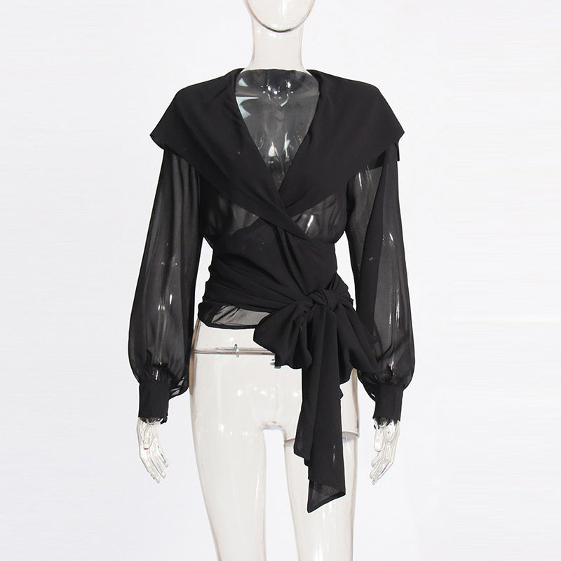 Mesh See-through Hooded Top