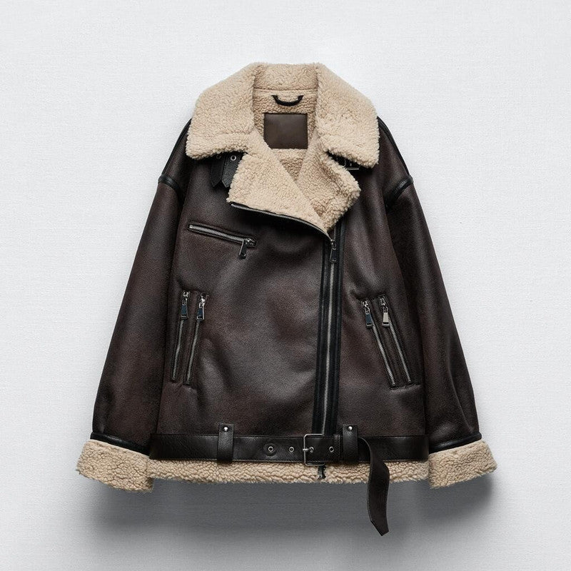 Suede Fur Motorcycle Jacket