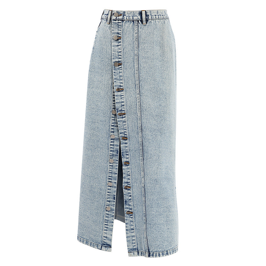 Retro Long Denim Skirt