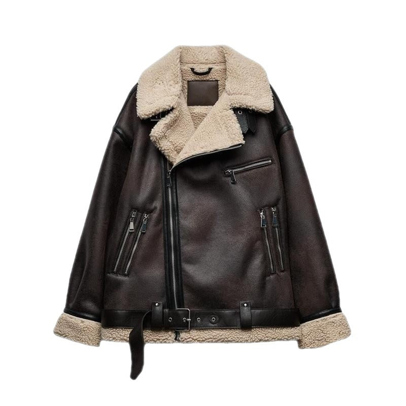 Suede Fur Motorcycle Jacket