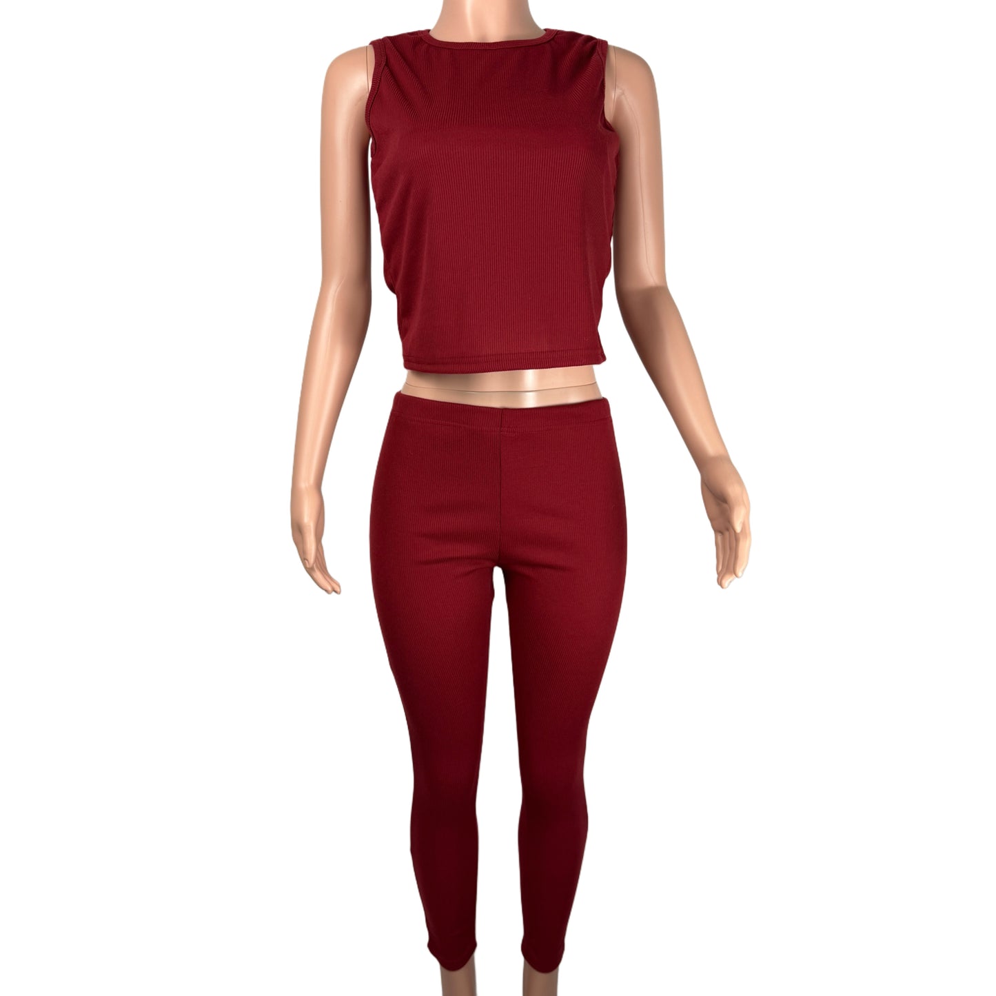 Solid Color Tank Hoodie Pants Set