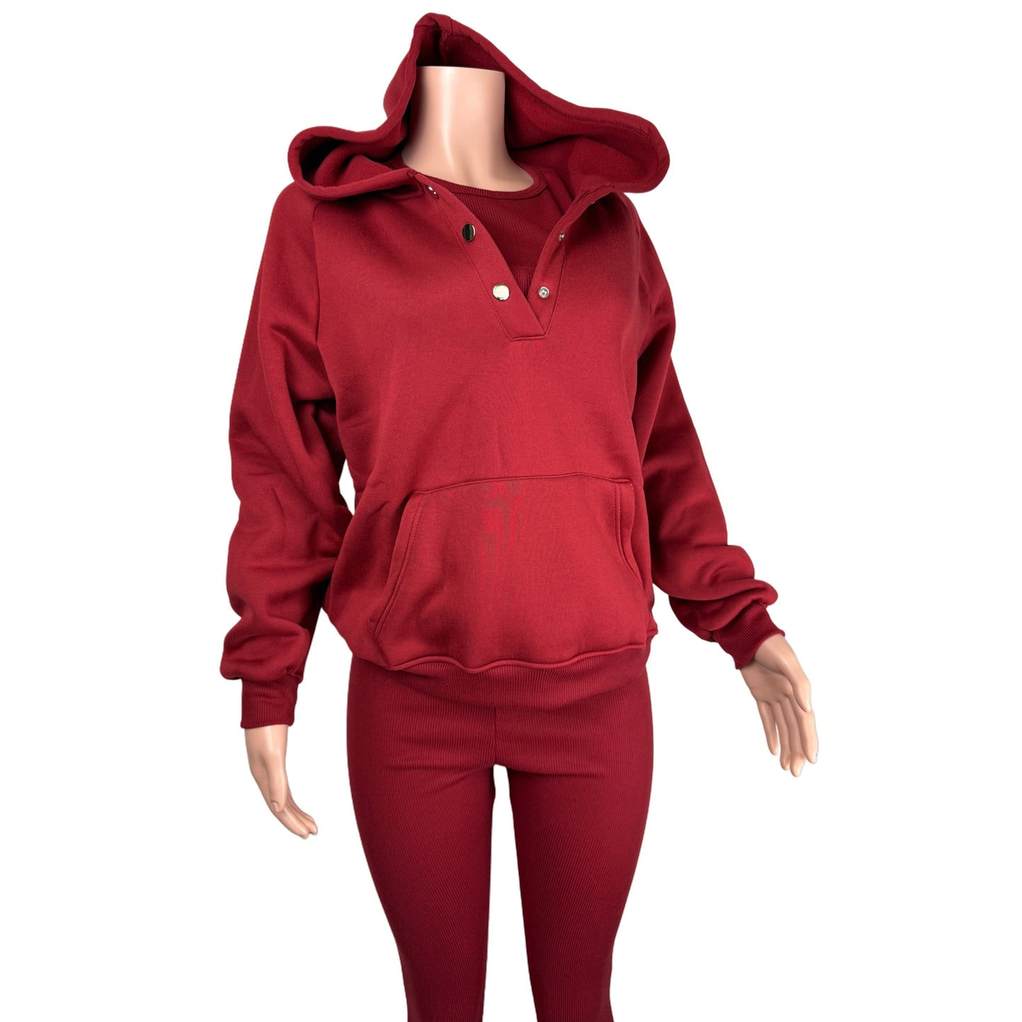 Solid Color Tank Hoodie Pants Set