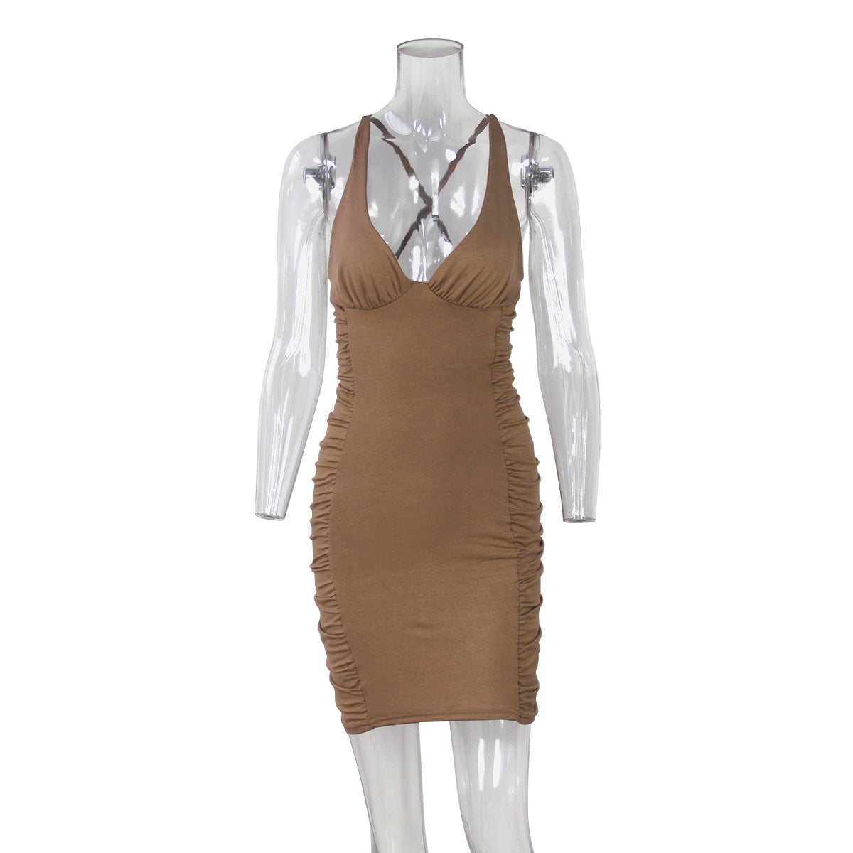 Deep V-neck Backless Short Dress