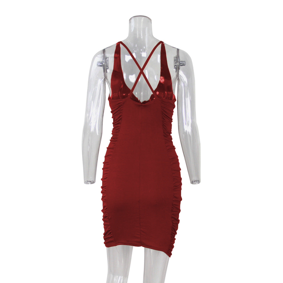 Deep V-neck Backless Short Dress