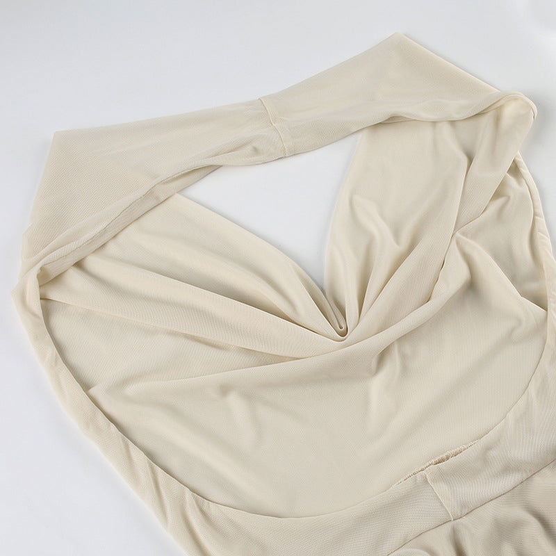 Deep V Swing Collar Halter Ribbon Dress