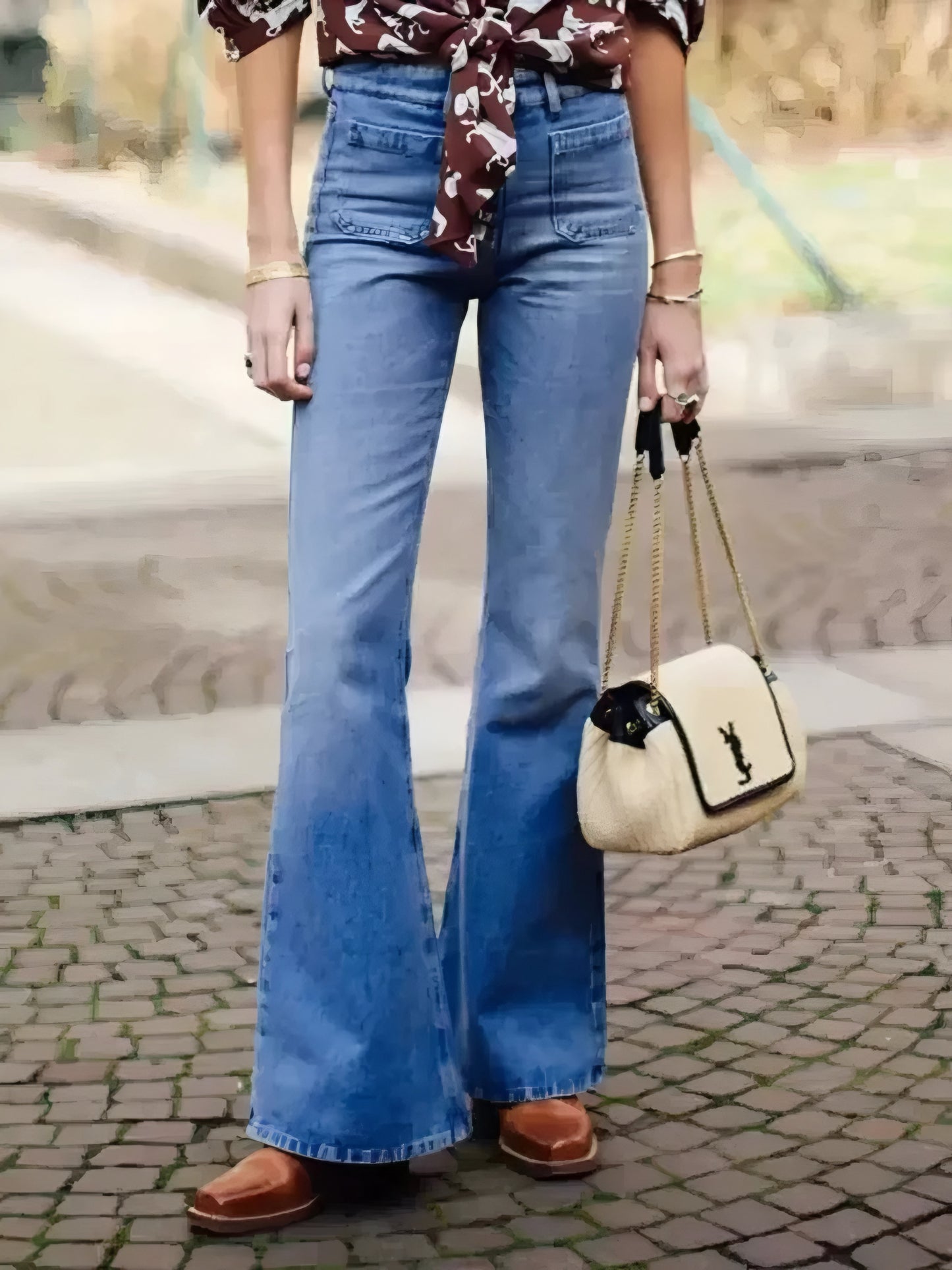 Full Size High Waisted Button-Fly Flare Jeans Plus Size