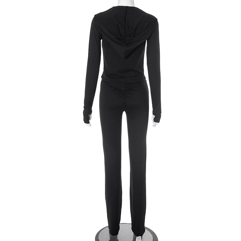 Line Zipper Hooded Set