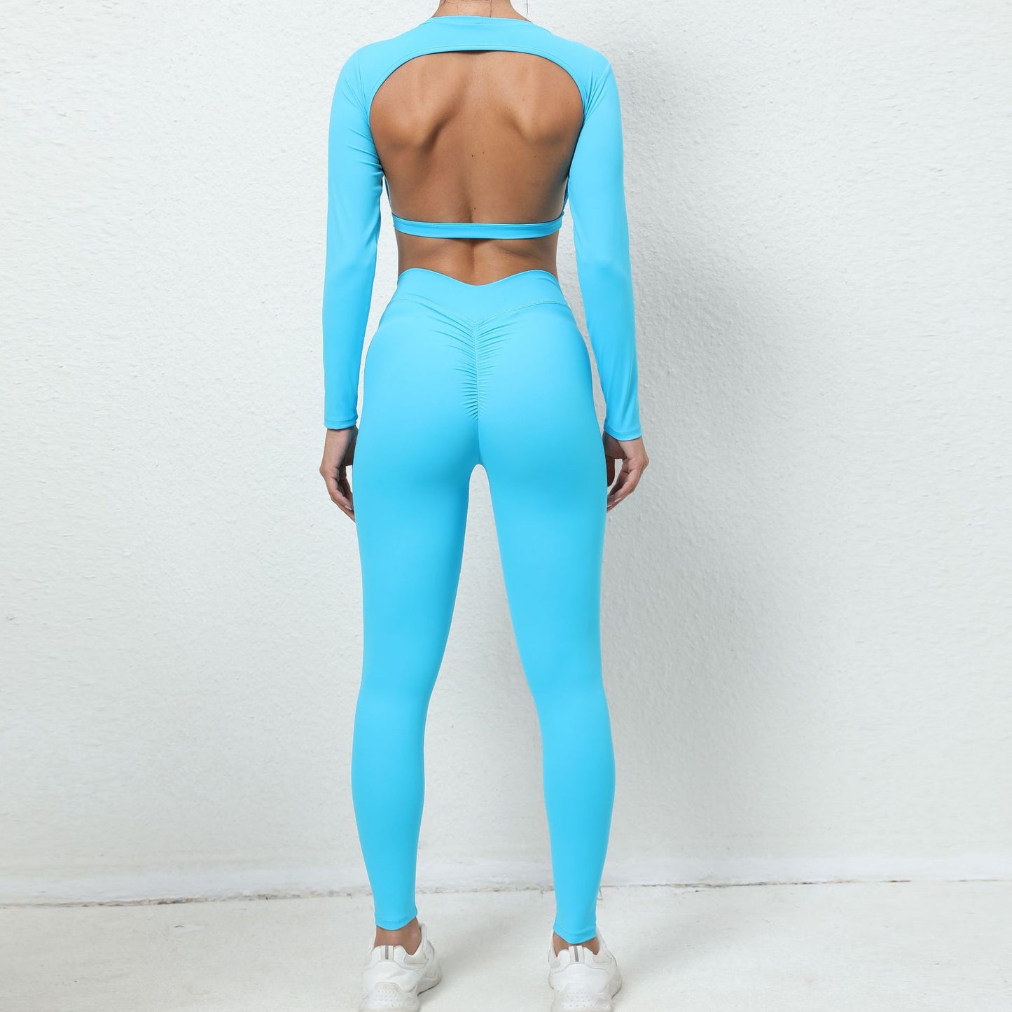Open back sports top blue