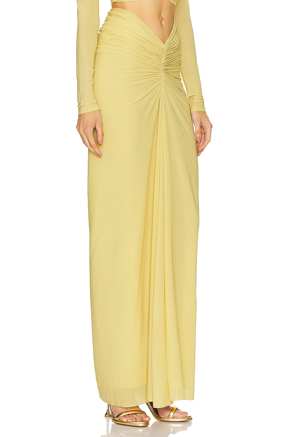 Twist Bare Midriff Slim Fit Skirt Set