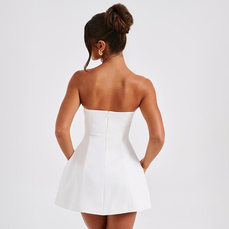 Tube Solid Color Short Dress