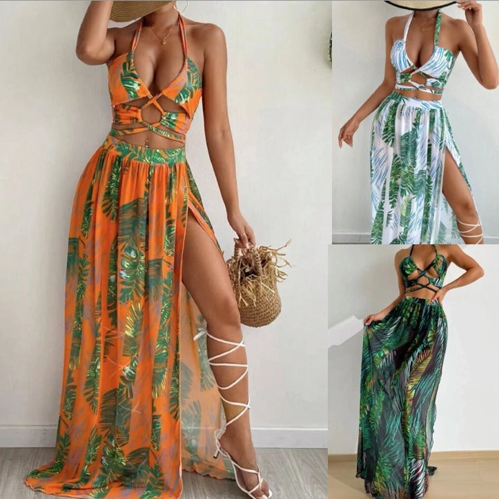 Three Piece Printed Long Skirt Set