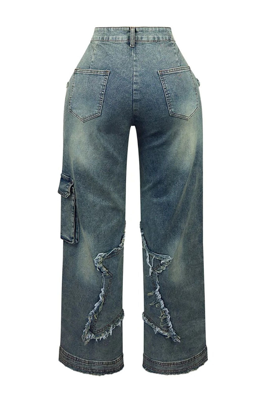 Fringed Burr Loose Straight Pants