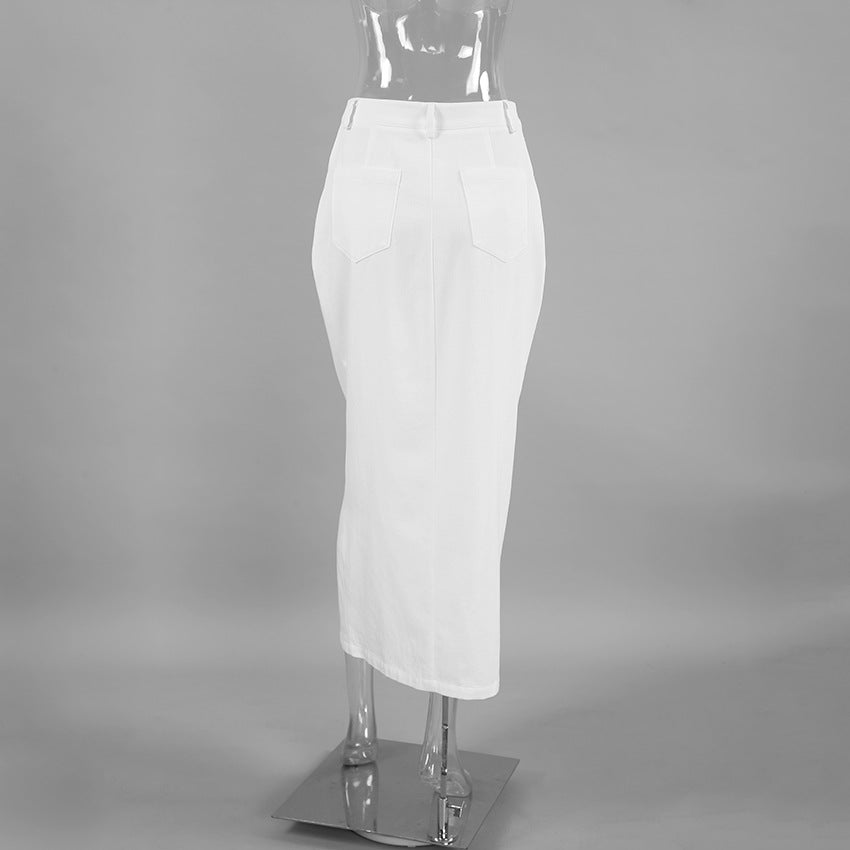 High Waist Buttoned Skirt