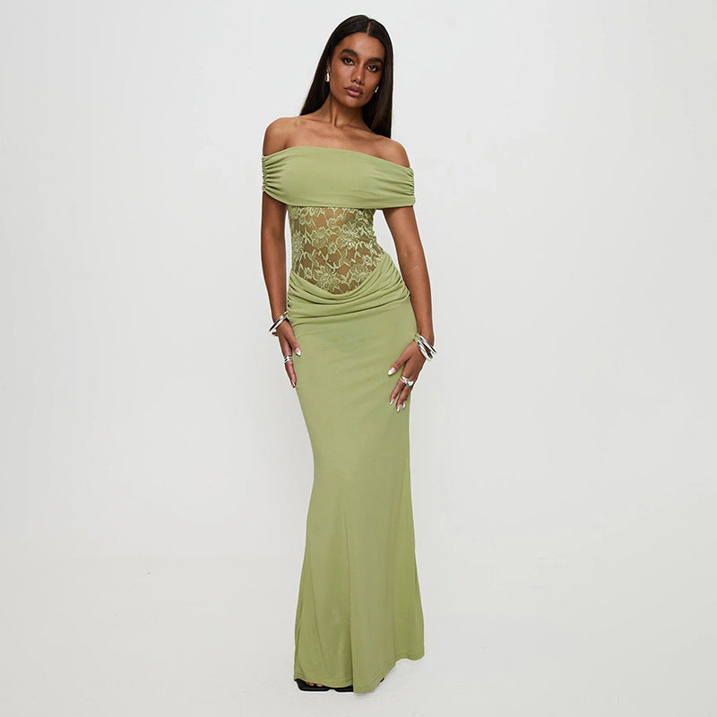 Off-the-shoulder Lace Long Dress