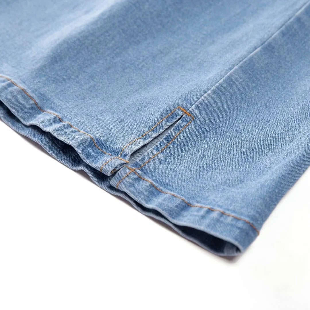 Double Slit Denim Mini Skirt