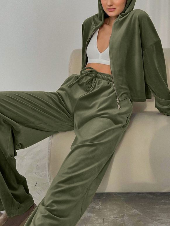 Velvet Hooded Pant Set