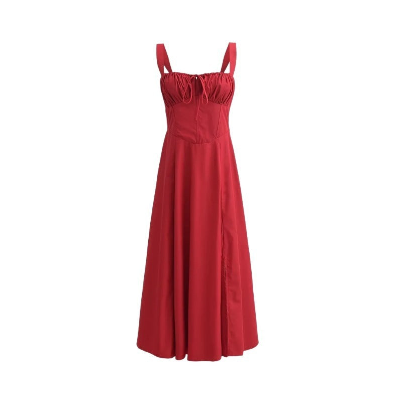 Lace-up Long Sling Midi Skirt Dress