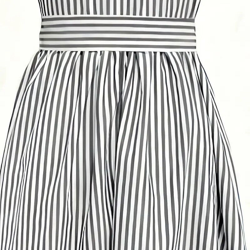 One Shoulder Striped Midi Dress