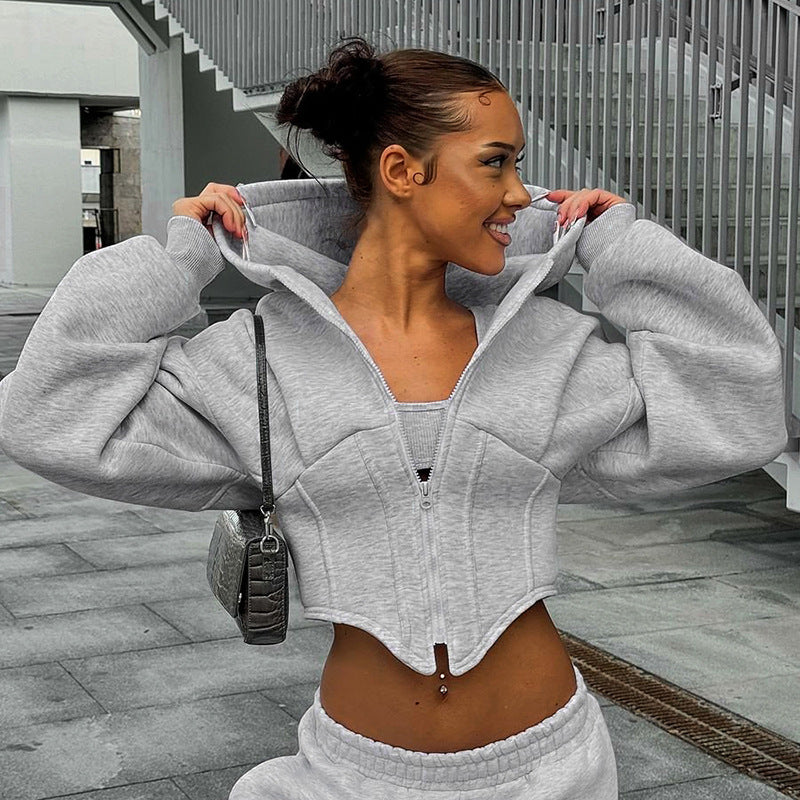 Corset Style Zipper Hoodie