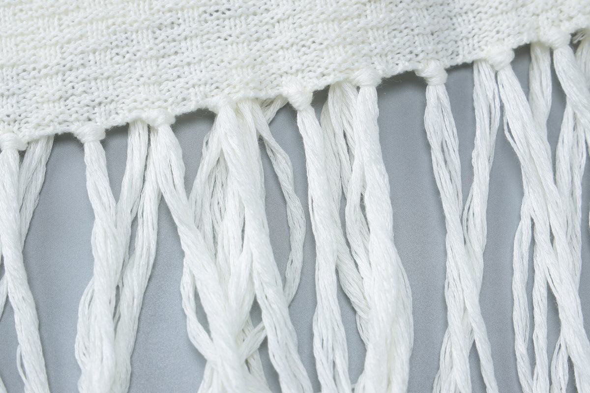 Knitted Tassel Hollow Dress