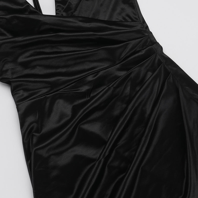 Cross-halterneck Split Long Dress