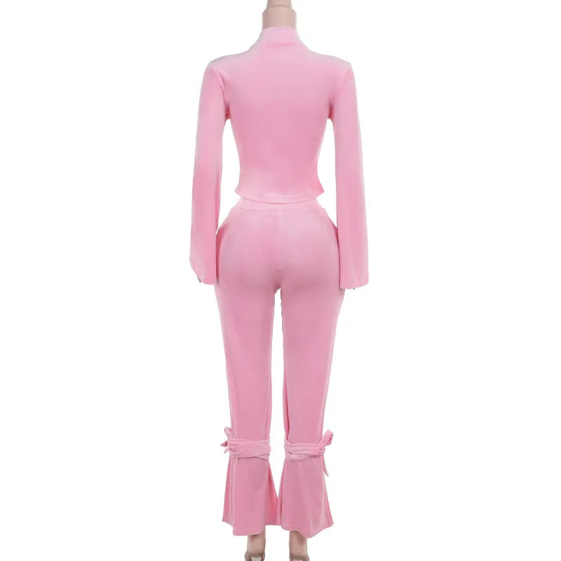 Slim Fit Suede Long-sleeved Set
