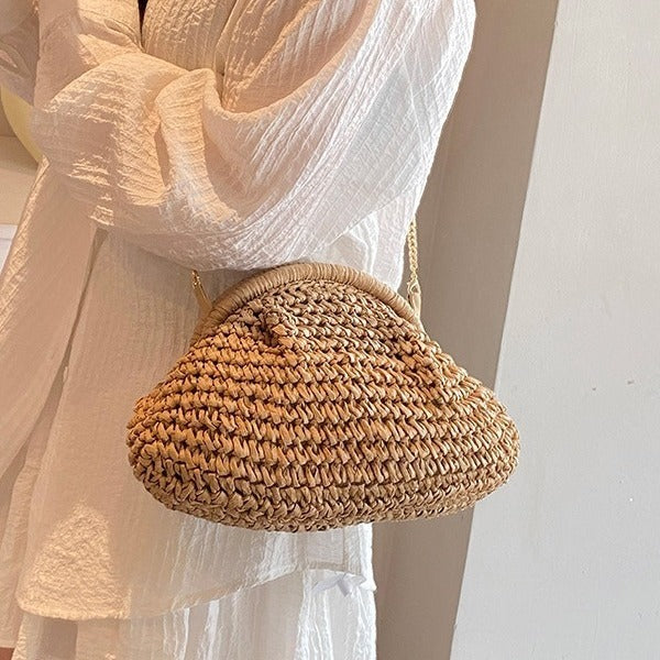 Cloud Woven Straw Chain Bag
