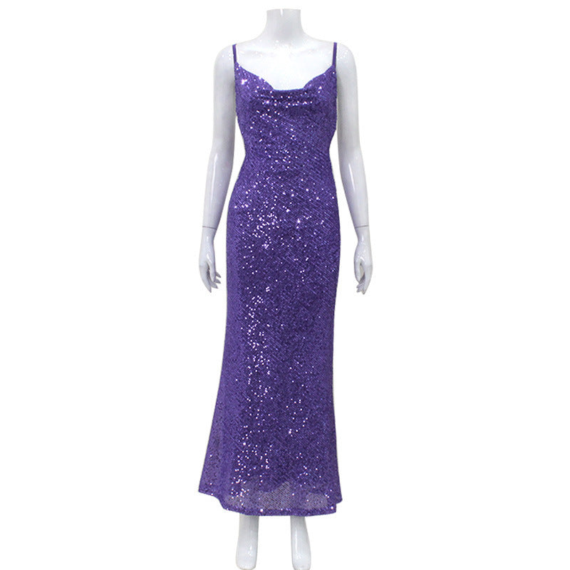 Low Cut Sequined Dress