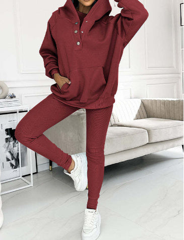 Solid Color Tank Hoodie Pants Set