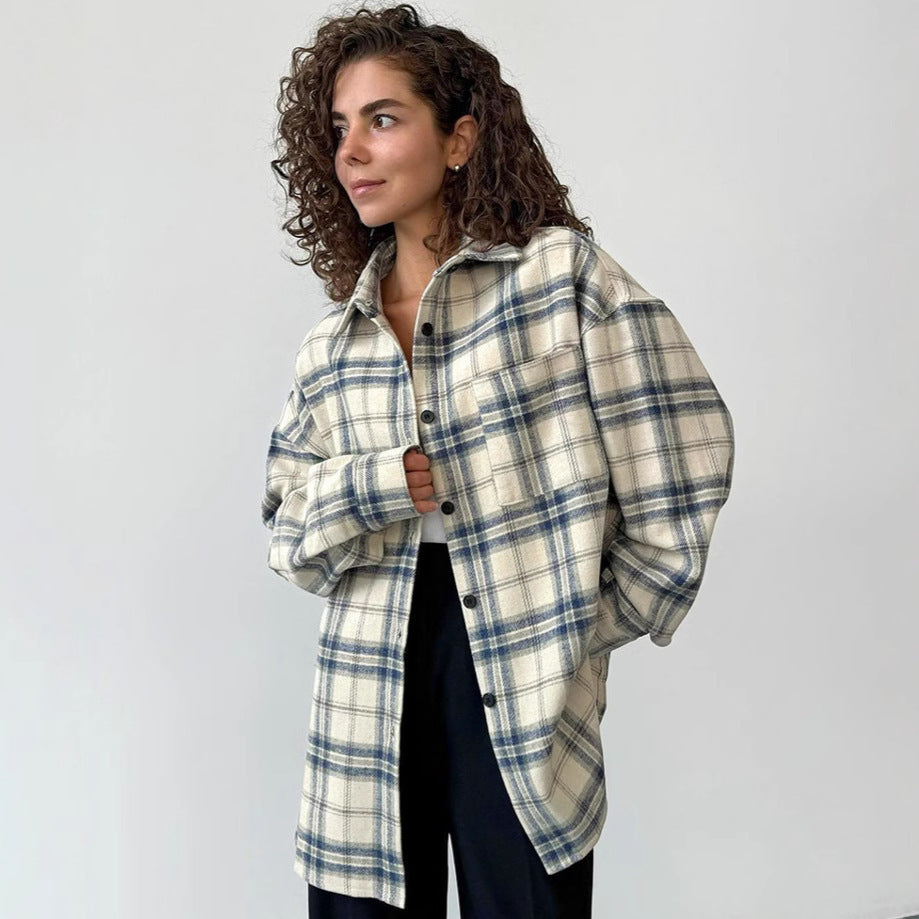 Loose Plaid Long Sleeve Shirt