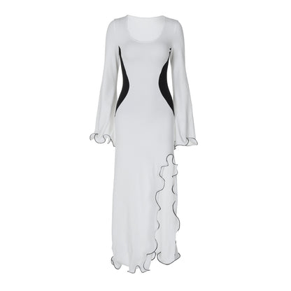 Black and White Split Long Sleeve Dress